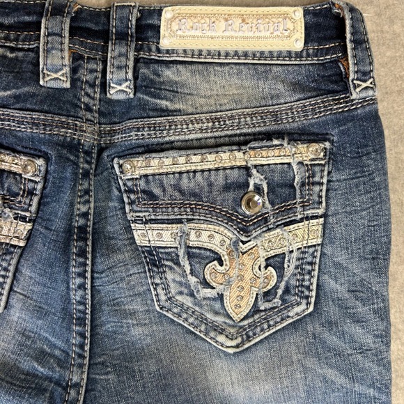 Rock Revival Arjean Easy Ankle Skinny Jeans 29 Embellished Distressed Detail - Picture 9 of 12